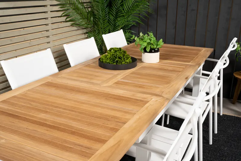 Panama & Santorini Gartenmöbel-Set mit Teaktisch und 6 Armlehnstühlen, im Wohnraum, Ansicht 3