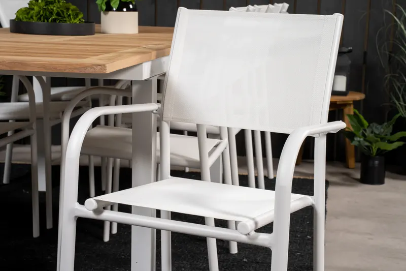 Panama & Santorini Gartenmöbel-Set mit Teaktisch und 6 Armlehnstühlen, im Wohnraum, Ansicht 4
