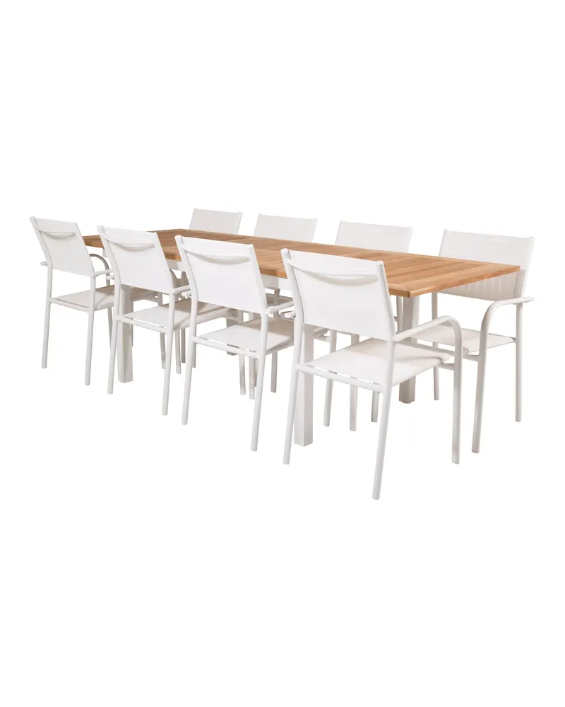 Panama & Santorini Gartenmöbel-Set mit Teaktisch und 6 Armlehnstühlen, Ansicht 2