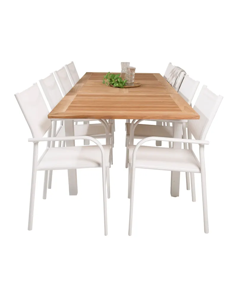Panama & Santorini Gartenmöbel-Set mit Teaktisch und 6 Armlehnstühlen, Ansicht 3