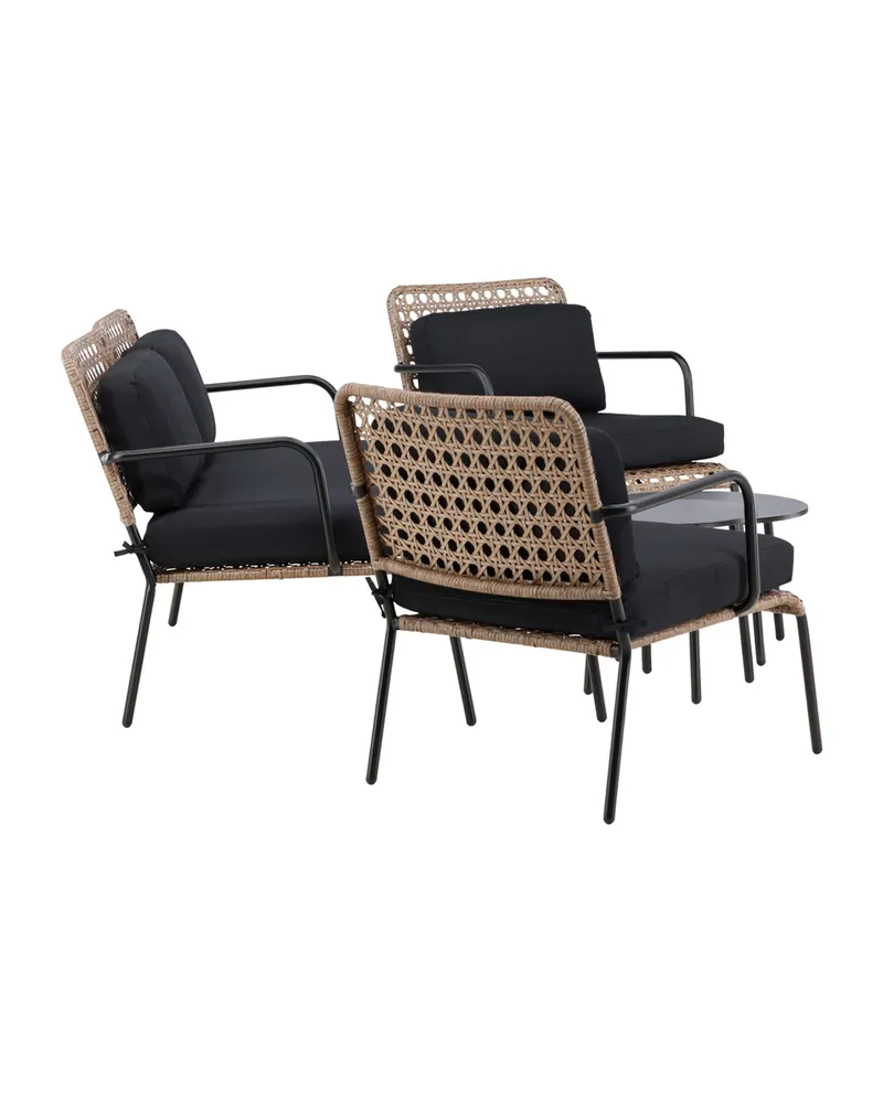 Paola Gartenlounge mit Zweisitzer, zwei Sesseln und runden Tischen, Ansicht 1