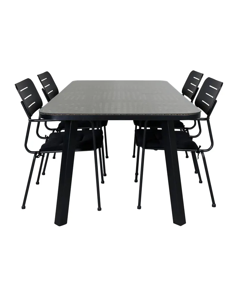 Paola & Nicke Gartenmöbel-Set mit Tisch 200 × 100 cm und 4 Armlehnstühlen, Ansicht 1