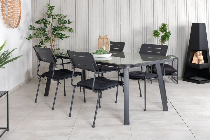 Paola & Nicke Gartenmöbel-Set mit Tisch 200 × 100 cm und 4 Armlehnstühlen, im Wohnraum, Ansicht 2