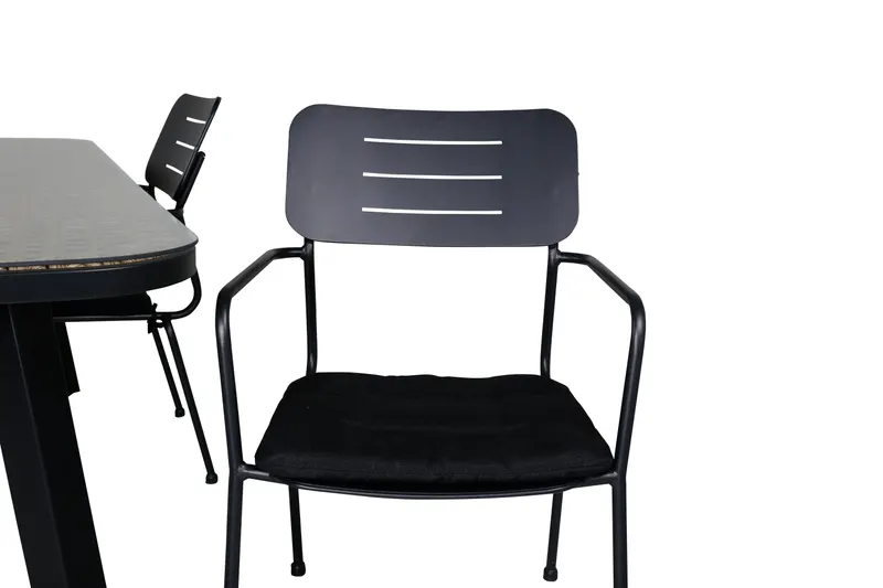 Paola & Nicke Gartenmöbel-Set mit Tisch 200 × 100 cm und 4 Armlehnstühlen, Ansicht 3