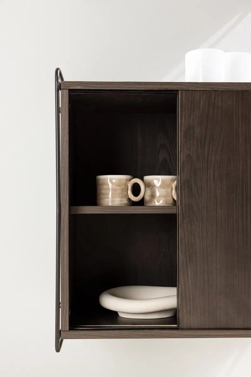 Paris Sideboard zum Aufhängen mit Rahmen in 35 × 68 × 60 cm, Mokka, im Wohnraum, Ansicht 2