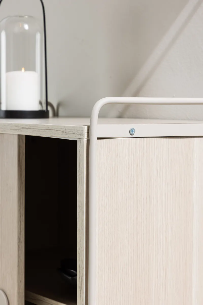 Paris Sideboard zum Aufhängen mit Rahmen in 35 × 68 × 60 cm, Whitewash, im Wohnraum, Ansicht 5