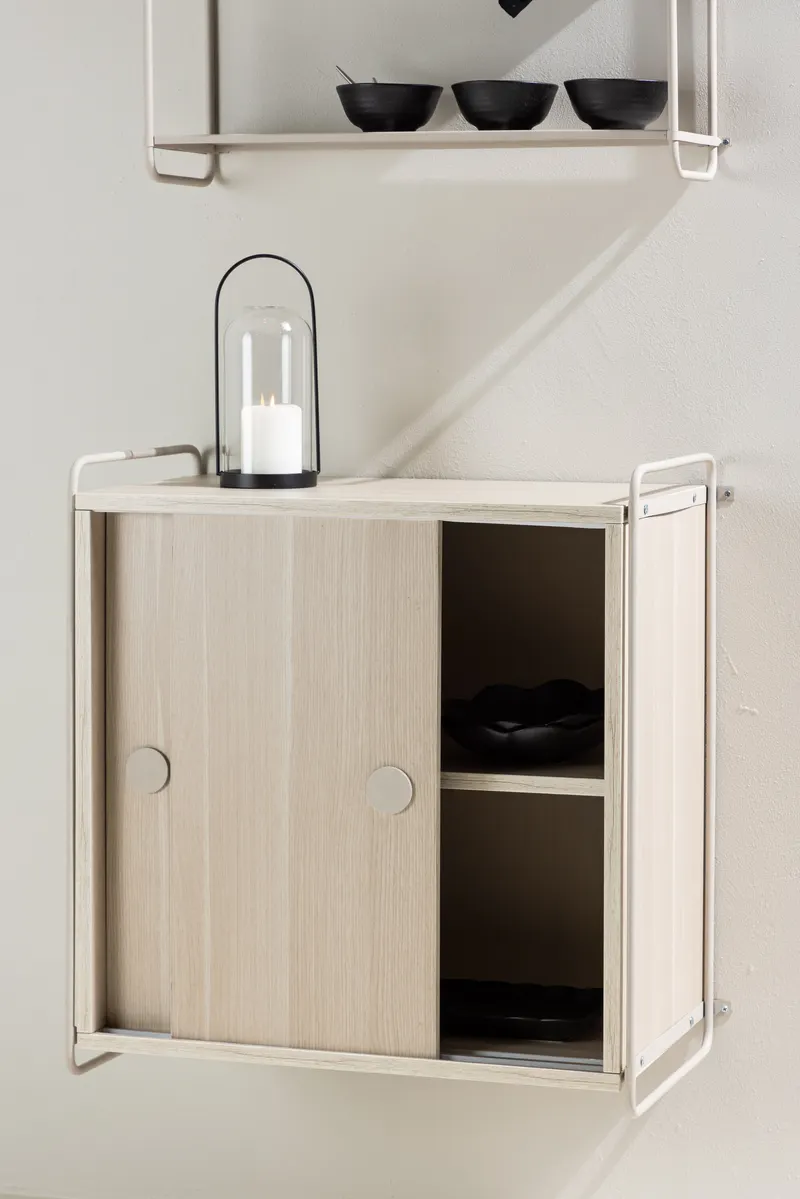 Paris Sideboard zum Aufhängen mit Rahmen in 35 × 68 × 60 cm, Whitewash, im Wohnraum, Ansicht 1