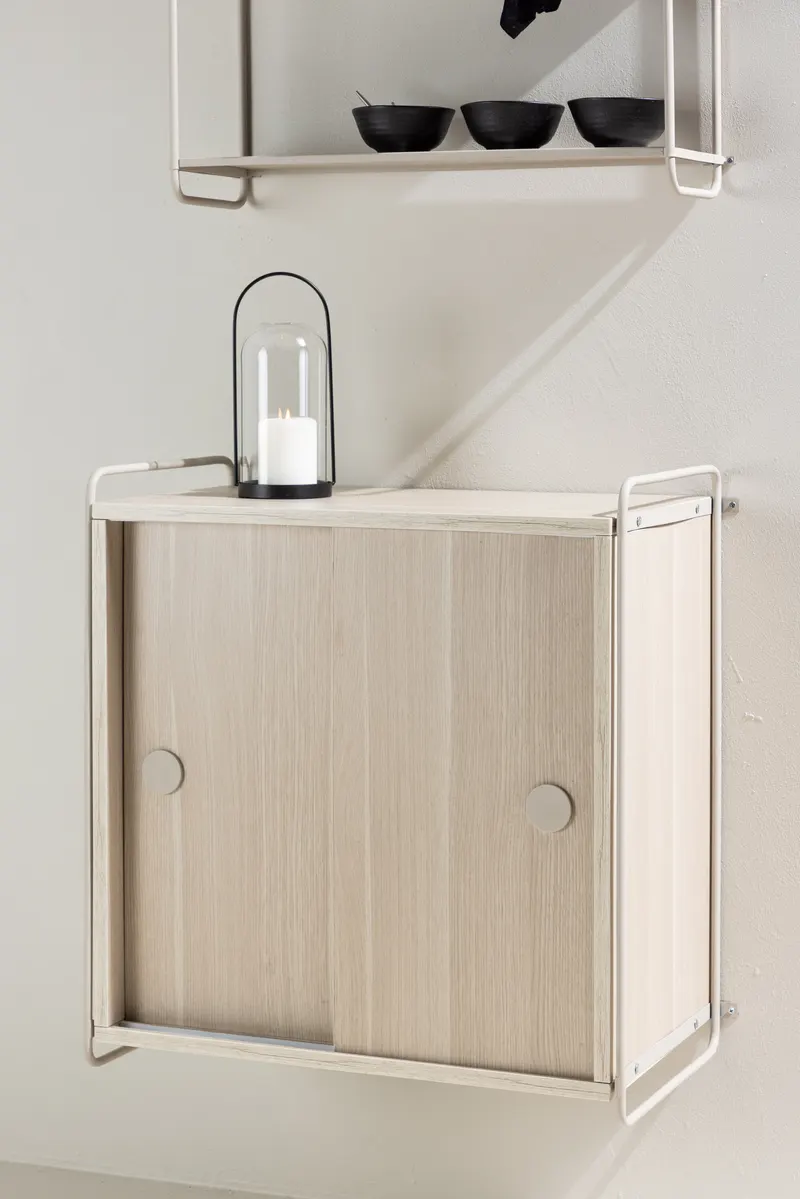 Paris Sideboard zum Aufhängen mit Rahmen in 35 × 68 × 60 cm, Whitewash, im Wohnraum, Ansicht 2