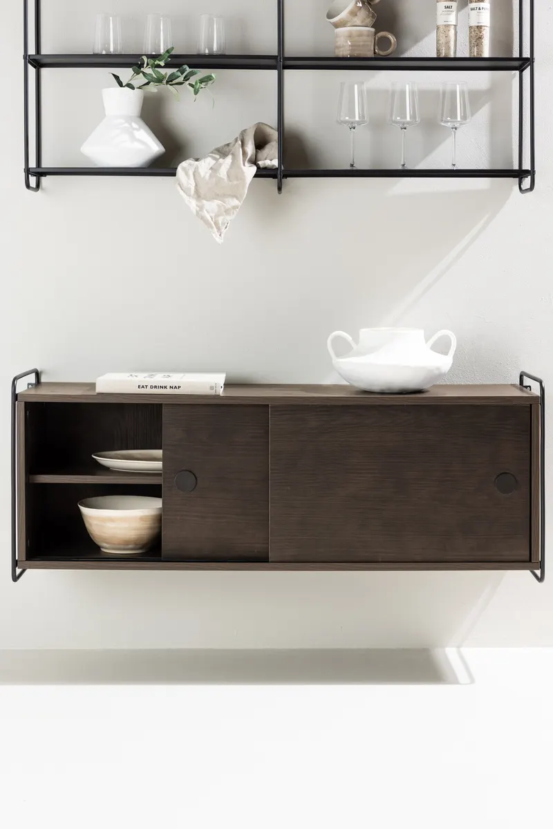 Paris Sideboard zum Aufhängen mit Rahmen in 35 × 48 × 122 cm, Mokka, im Wohnraum, Ansicht 4