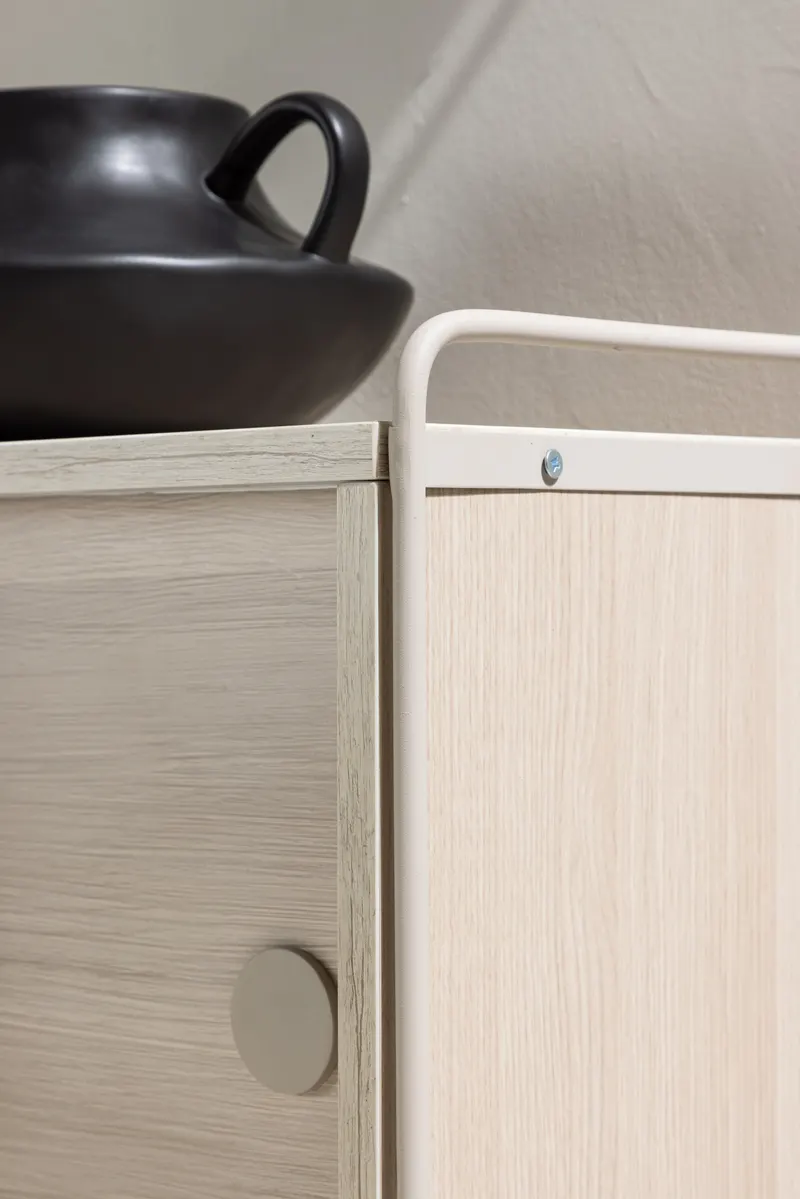 Paris Sideboard zum Aufhängen mit Rahmen in 35 × 48 × 122 cm, Whitewash, im Wohnraum, Ansicht 4