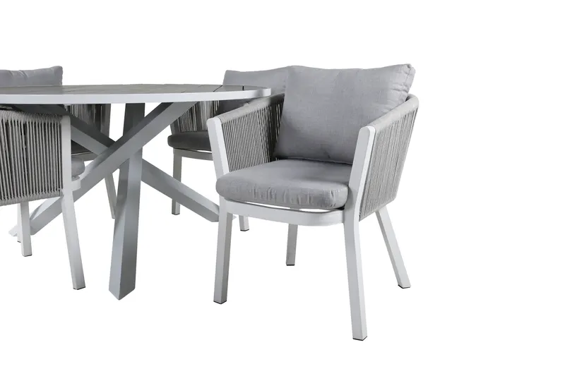 Parma & Virya Gartenmöbel-Set mit rundem Tisch und 4 Seilstühlen, Ansicht 2