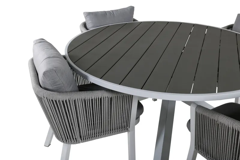 Parma & Virya Gartenmöbel-Set mit rundem Tisch und 4 Seilstühlen, Ansicht 3
