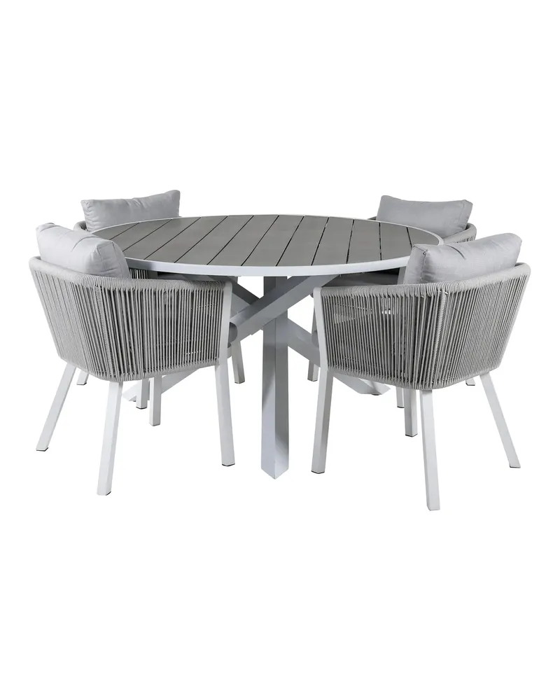 Parma & Virya Gartenmöbel-Set mit rundem Tisch und 4 Seilstühlen, Ansicht 4
