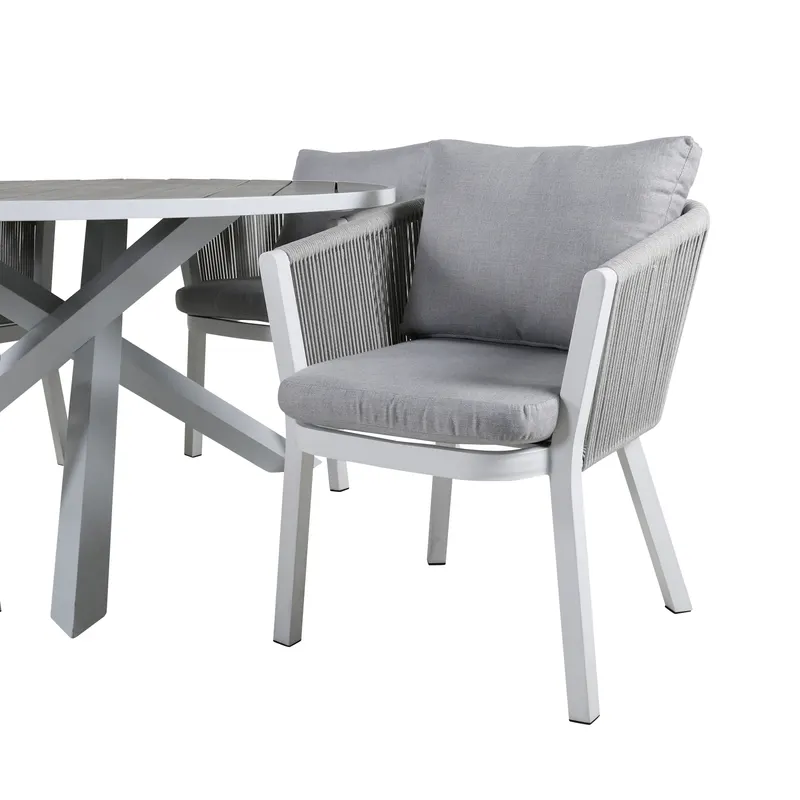 Parma & Virya Gartenmöbel-Set mit rundem Tisch und 4 Seilstühlen, Ansicht 5