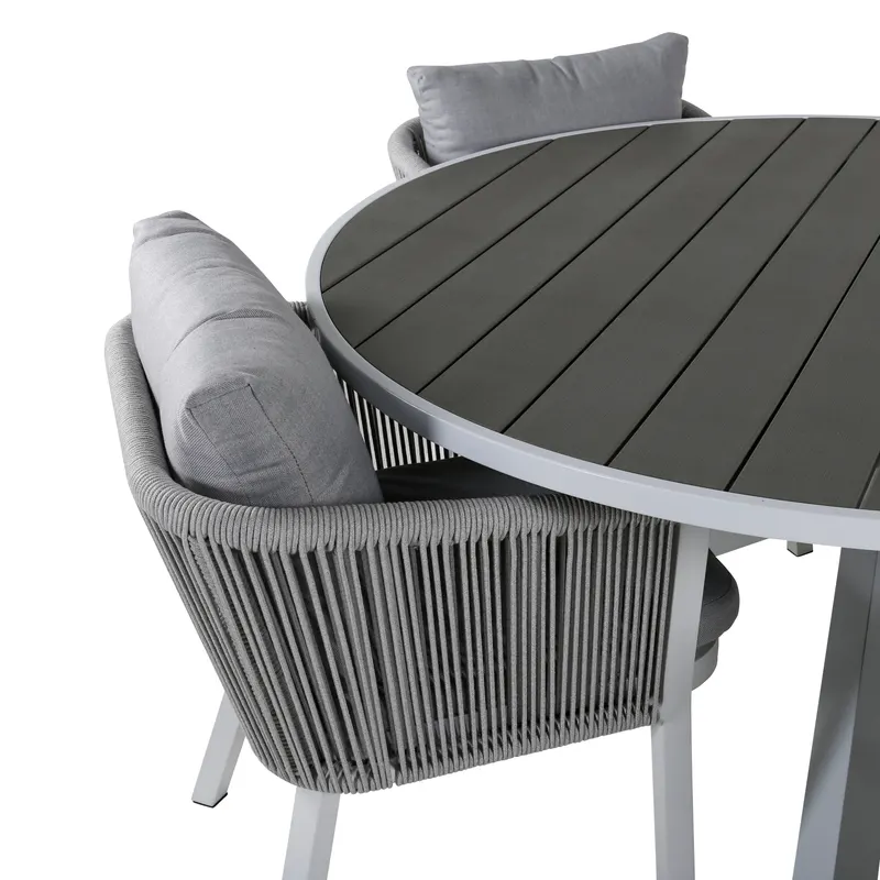 Parma & Virya Gartenmöbel-Set mit rundem Tisch und 4 Seilstühlen, Ansicht 6
