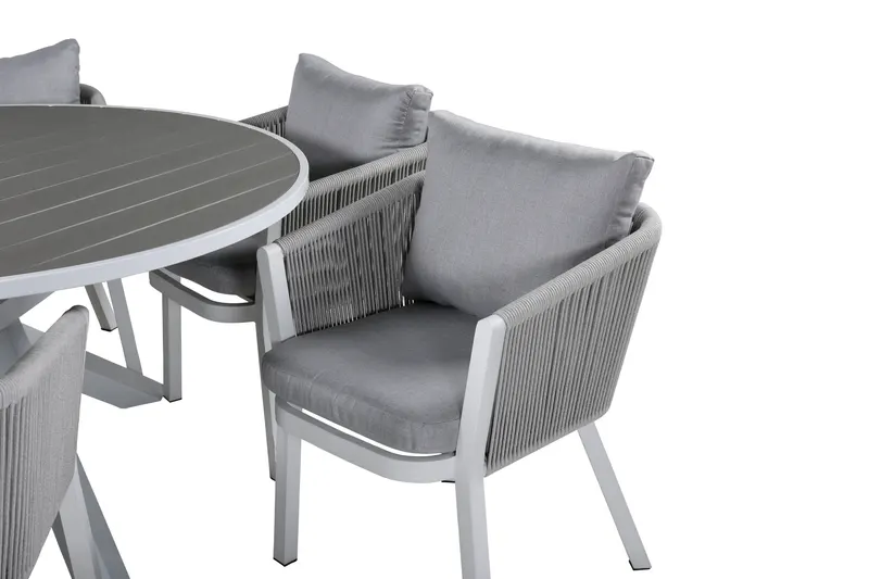 Parma & Virya Gartenmöbel-Set mit rundem Tisch und 6 Seilstühlen, Ansicht 3