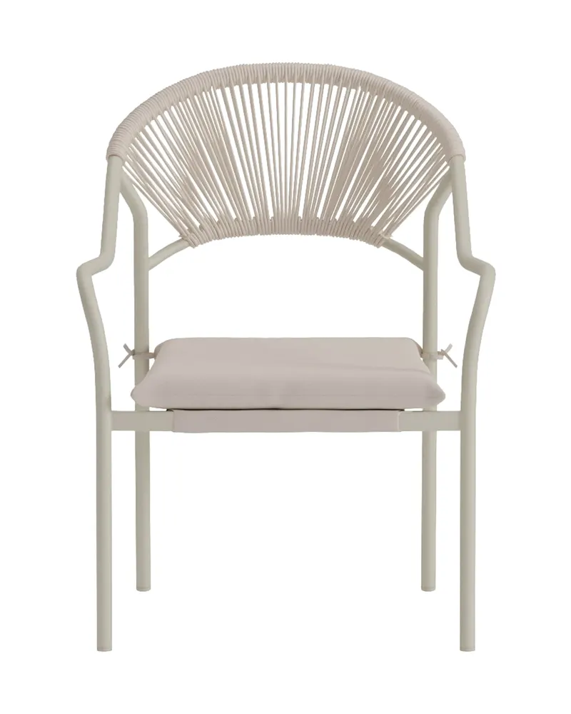 Paros Gartenstuhl mit geflochtener, runder Rückenlehne, Beige