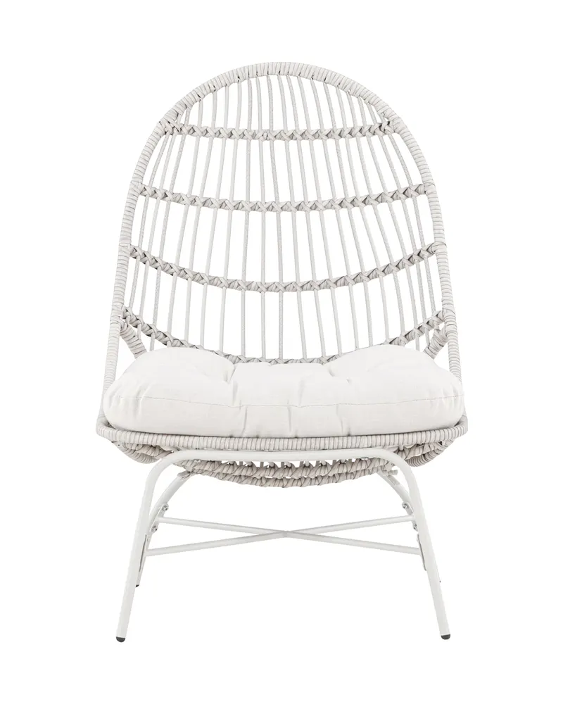 Paul Outdoor-Loungesessel mit ovaler Geflechtlehne und Kissen