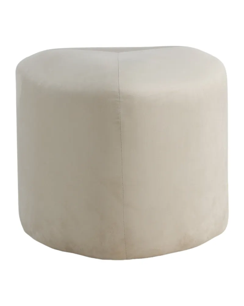 Peg Pouf mit Ø 46 cm in Teddystoff, Cord, Samt oder Bouclé, Grau