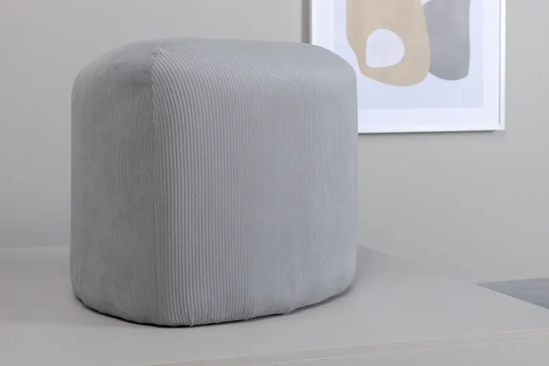 Peg Pouf in Grau, Polyester-Cord, im Wohnraum, Ansicht 4