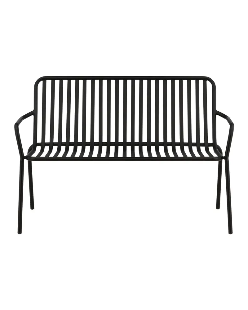 Peking Gartensofa aus Aluminium mit Strebenlehne, stapelbar, Schwarz