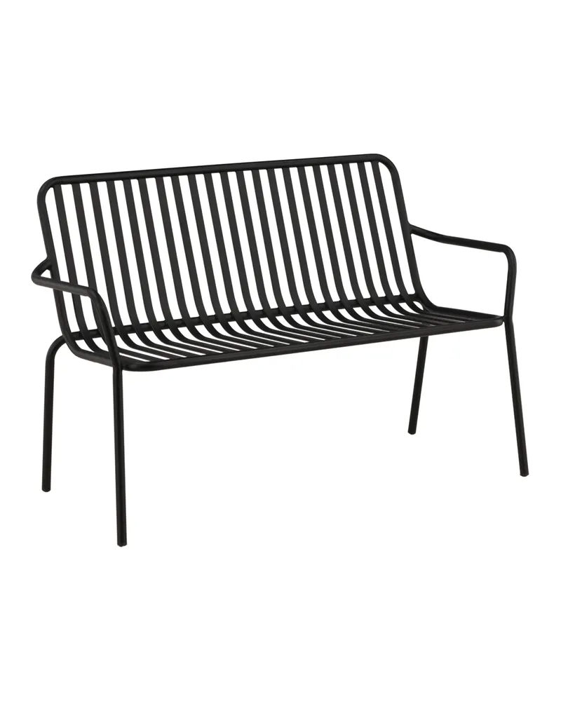 Peking Gartensofa aus Aluminium mit Strebenlehne in Schwarz, Ansicht 2