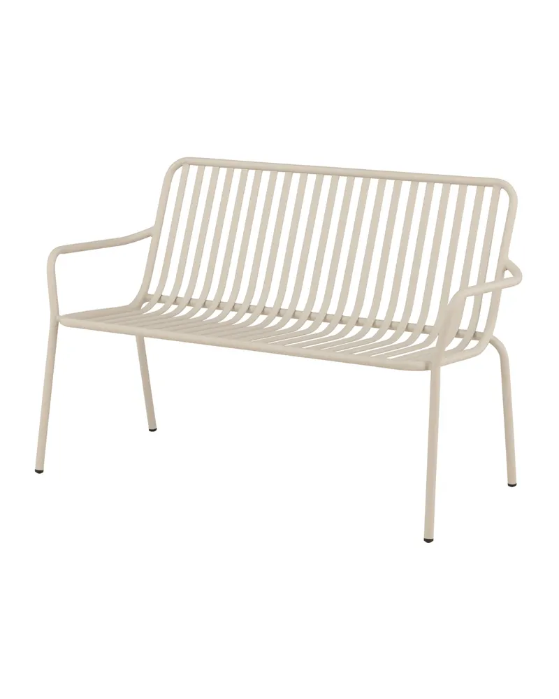 Peking Gartensofa aus Aluminium mit Strebenlehne in Beige, Ansicht 7
