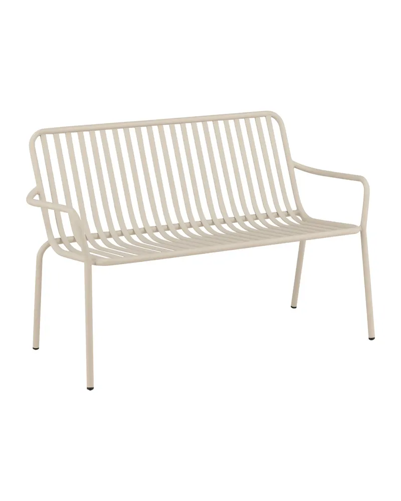 Peking Gartensofa aus Aluminium mit Strebenlehne in Beige, Ansicht 2