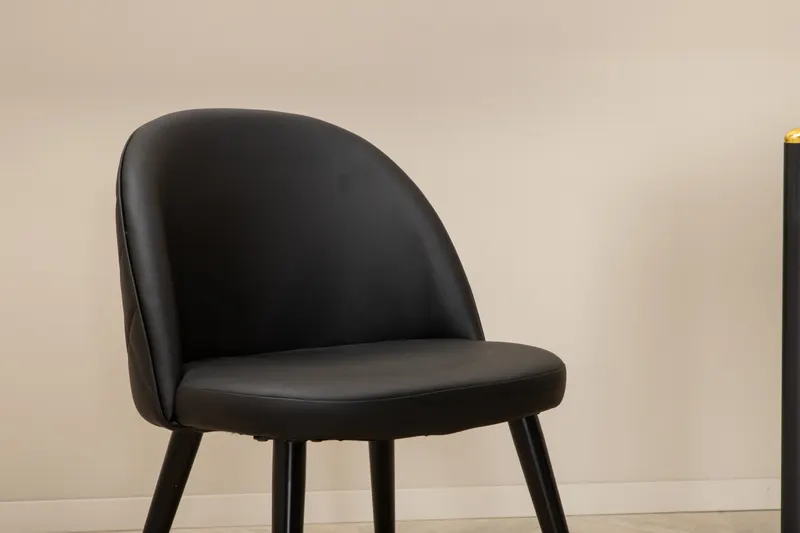 Pelle & Velvet Essgruppe mit rechteckigem Esstisch und 6 Polsterstühlen mit Ziernaht in Schwarz, im Wohnraum, Ansicht 7