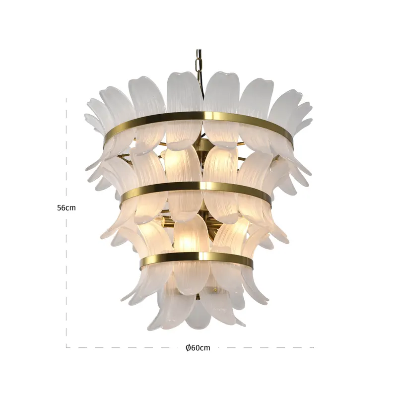 Pendelleuchte Ameline, Messingfarben antik von Richmond Interiors, Maßzeichnung 3