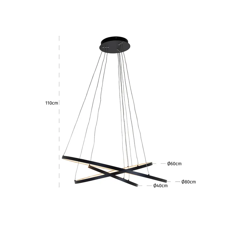 Pendelleuchte Amira, Schwarz von Richmond Interiors, Maßzeichnung 5