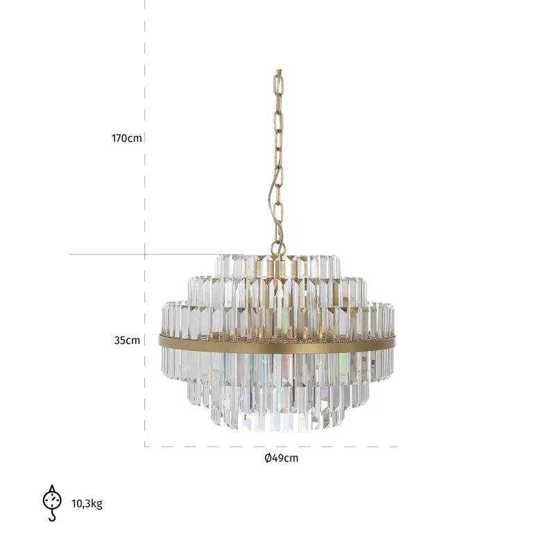 Pendelleuchte Desire, klein, goldfarben gebürstet von Richmond Interiors, Maßzeichnung 10