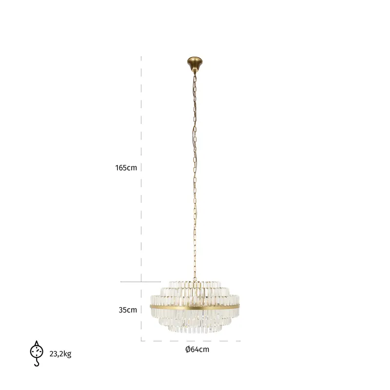 Pendelleuchte Desire, mittel, goldfarben gebürstet von Richmond Interiors, Maßzeichnung 6