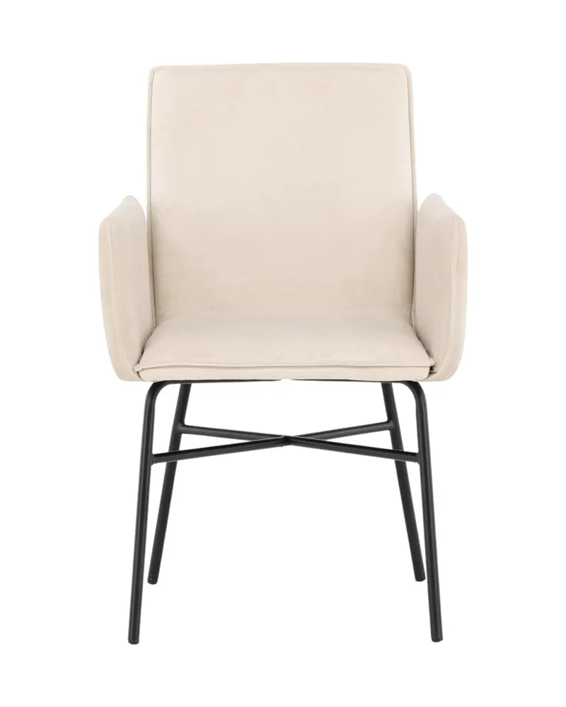 Petra Esszimmerstuhl mit Armlehnen in Beige, Gestell Schwarz, Polyester-Samt, Ansicht 1