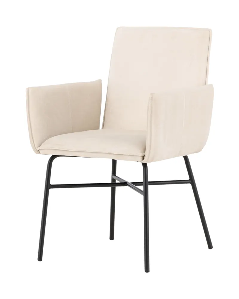 Petra Esszimmerstuhl mit Armlehnen in Beige, Gestell Schwarz, Polyester-Samt, Ansicht 7