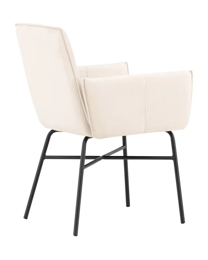 Petra Esszimmerstuhl mit Armlehnen in Beige, Gestell Schwarz, Polyester-Samt, Ansicht 12