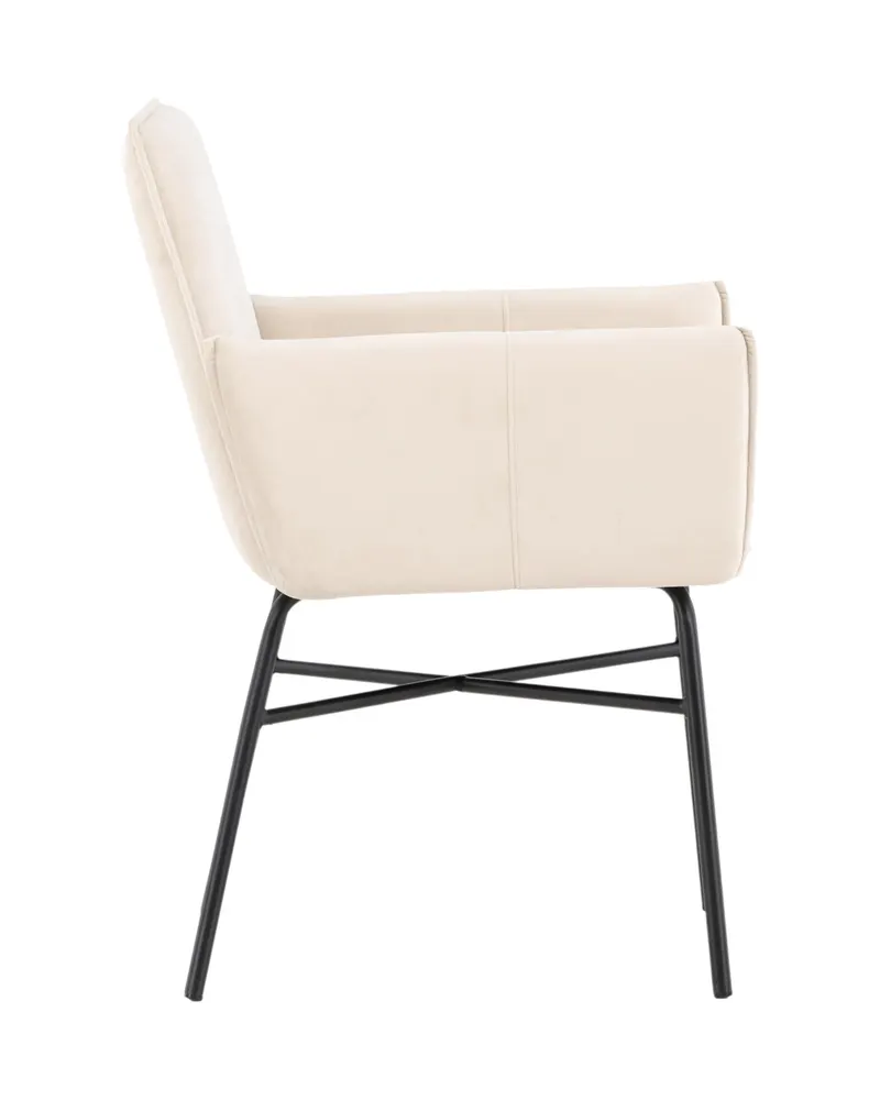 Petra Esszimmerstuhl mit Armlehnen in Beige, Gestell Schwarz, Polyester-Samt, Ansicht 4
