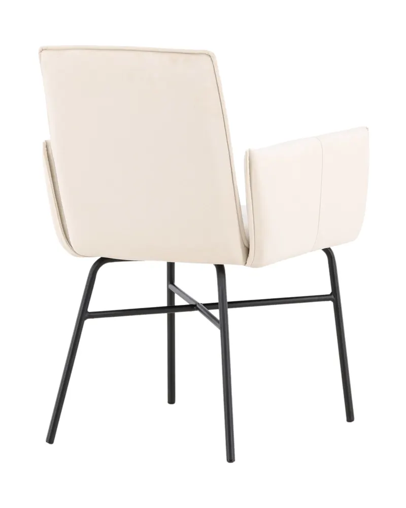 Petra Esszimmerstuhl mit Armlehnen in Beige, Gestell Schwarz, Polyester-Samt, Ansicht 5