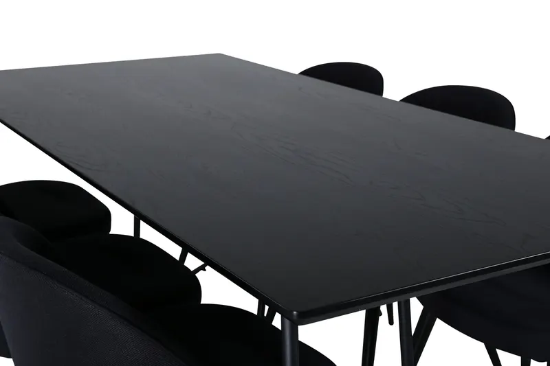 Petra & Velvet Essgruppe mit rechteckigem Esstisch und 6 Polsterstühlen in Schwarz, Ansicht 2