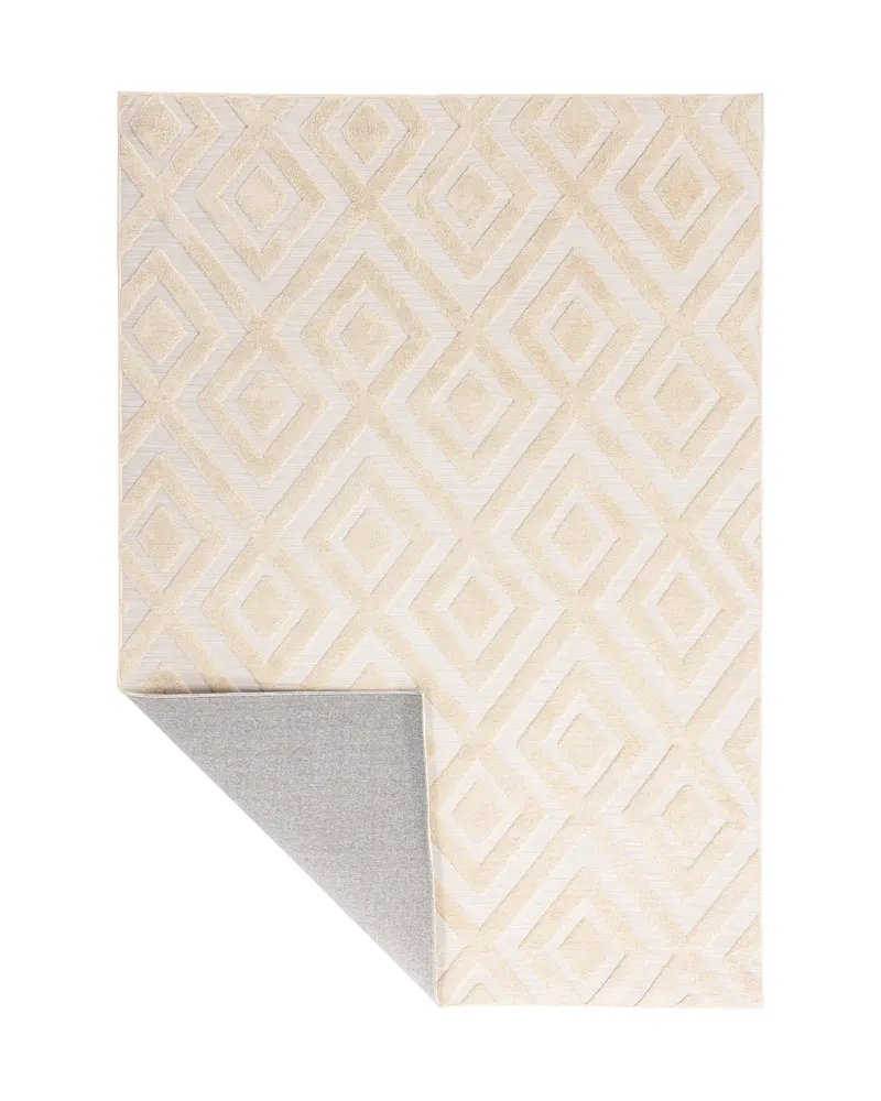 Pia Kurzflor-Teppich mit Rautenmuster in 290 × 200 cm, Beige, Ansicht 2