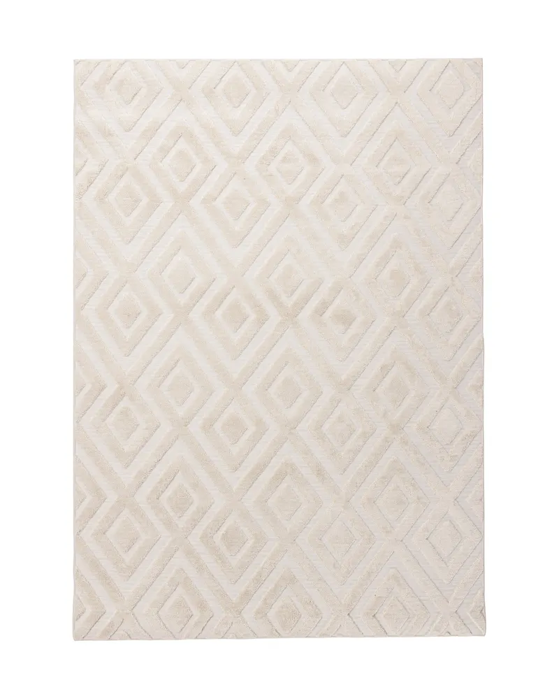 Pia Kurzflor-Teppich mit Rautenmuster in 230 × 160 cm, Weiß, Ansicht 1