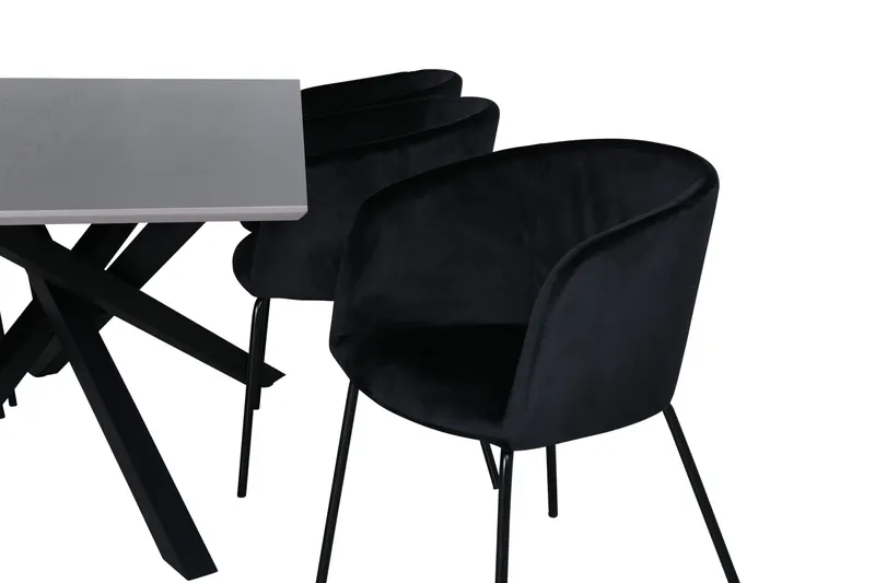 Piazza & Berit Essgruppe mit rechteckigem Esstisch und 6 Polsterstühlen in Schwarz, Ansicht 5