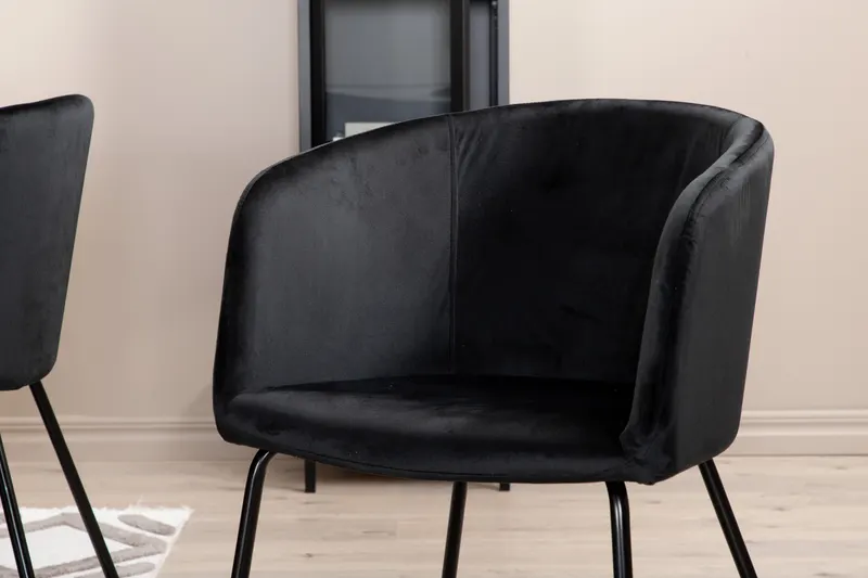 Piazza & Berit Essgruppe mit rechteckigem Esstisch und 6 Polsterstühlen in Schwarz, im Wohnraum, Ansicht 6