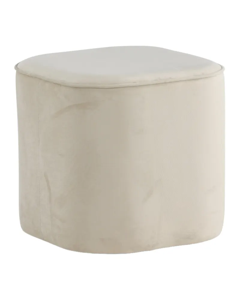 Piff runder Pouf in Beige, Polyester-Teddystoff, Ansicht 12