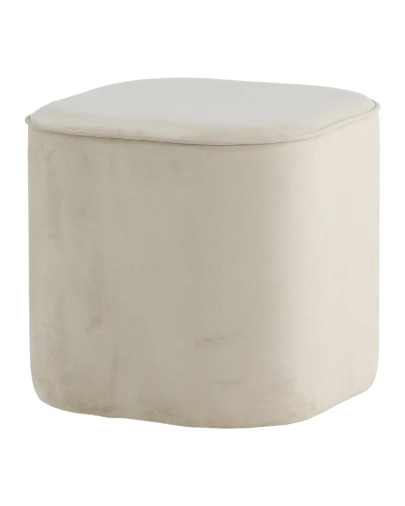 Piff runder Pouf in Beige, Polyester-Teddystoff, Ansicht 2