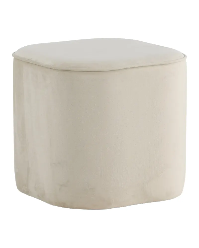 Piff runder Pouf in Beige, Polyester-Teddystoff, Ansicht 3