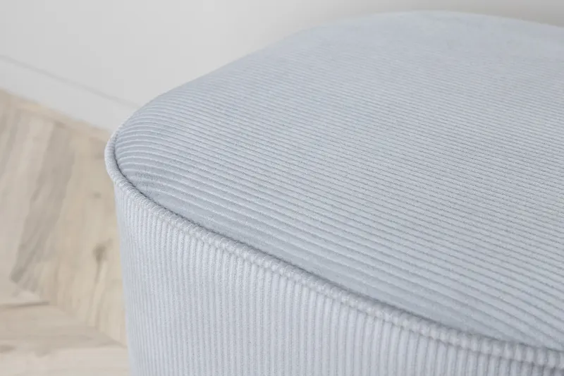 Piff runder Pouf in Grau, Polyester-Cord, im Wohnraum, Ansicht 3