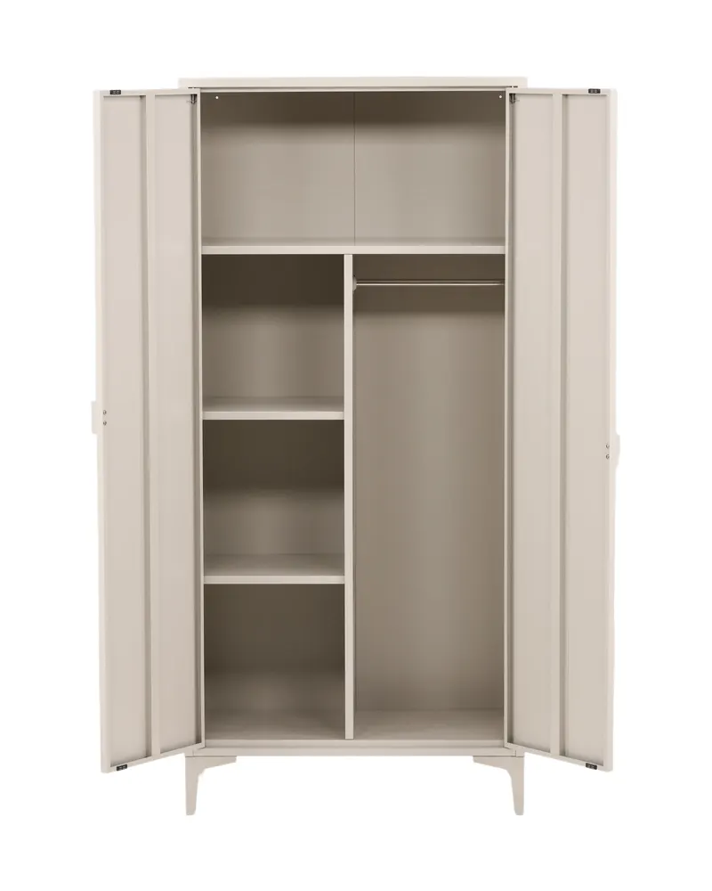 Piring Kleiderschrank aus Metall mit zwei Türen in Beige, Ansicht 2