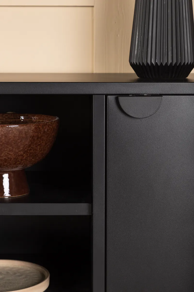 Piring TV-Schrank aus Stahl mit zwei Türen in Schwarz, im Wohnraum, Ansicht 5