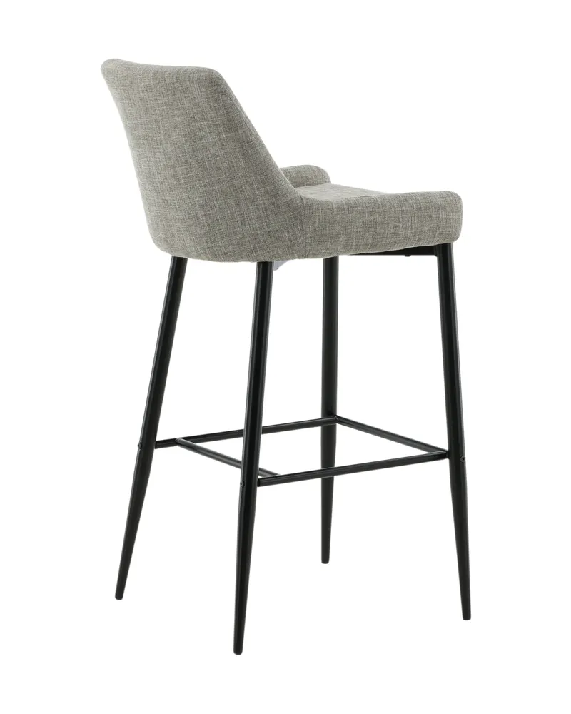 Plaza Barhocker mit Lehne und gepolstertem Bezug in Leinenoptik in Beige, Gestell Schwarz, Ansicht 10